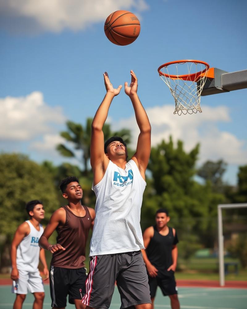 Playing basketball